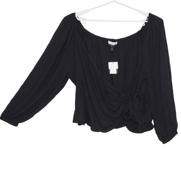 NWT Eloquii Wrap Top Academia Minimalist Whimsigoth Cottage Romantic Black 22 - Picture 6 of 6